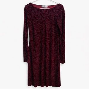 Vintage 8 CDC Red velvet leopard/cheetah print with Long Sleeves for Cocktail